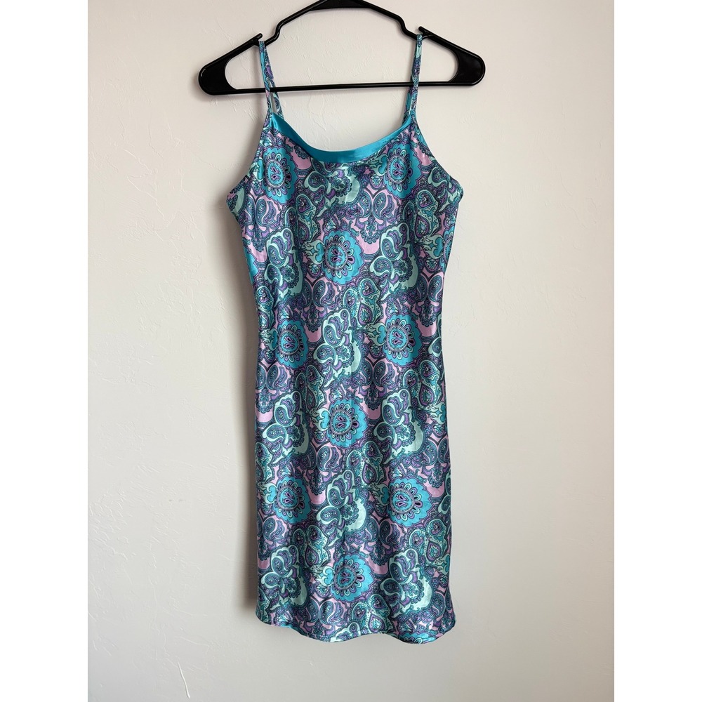 Emme Jordan Paisley Mini Strappy Slip Dress Cocktail Retro 70s Disco Hippie Club